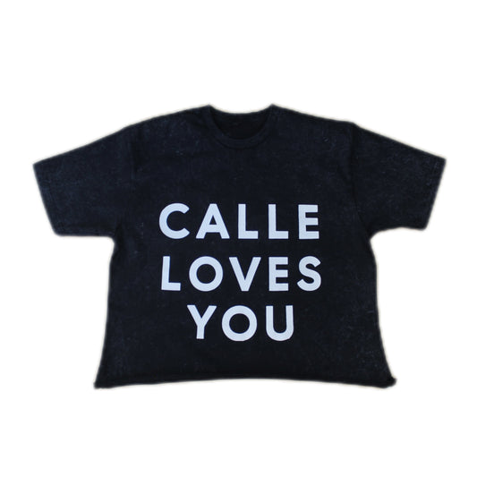 CALLE LOVES YOU blk Acid wash